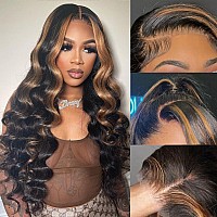 28 Inch Ombre Lace Front Wig Human Hair 13X4 1B30 Body Wave Lace Front Wigs Human Hair Pre Plucked With Baby Hair 180 Density