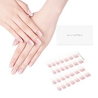 Danni Toni Semi Cured Gel Nail Strips Translucent Mystery Veil Pink Ombre Gel Nail Stickers Glitter Gel Nail Wraps 28 Sticke