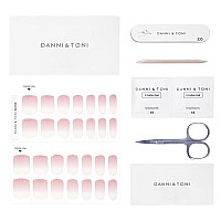 Danni Toni Semi Cured Gel Nail Strips Translucent Mystery Veil Pink Ombre Gel Nail Stickers Glitter Gel Nail Wraps 28 Sticke