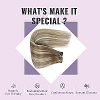 Fshine Balayage Clip In Human Hair Extensions 20 Inch 150G Remy Hair Extensions Clip In Chocolate Brown To Lightness Blonde And