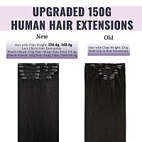 Fshine Clip In Hair Extensions Human Hair For Women 16 Inch Jet Black Hair Extensions Clip In Silky Straight Hair 7Pcs 135G Blac