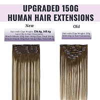 Fshine Clip In Hair Extensions 18 Inch 135G Brown Balayage Hair Clip In Chestnut Brown To Platinum Blonde And Brown Hair Extensi