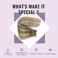 Fshine Clip In Hair Extensions 18 Inch 135G Brown Balayage Hair Clip In Chestnut Brown To Platinum Blonde And Brown Hair Extensi