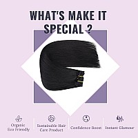 Fshine Real Hair Extensions Clip In Human Hair 150G 22 Inch Jet Black Clip In Hair Extensions Double Weft Clip In Black Hair Ext