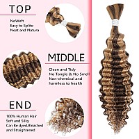 Ombre Human Braiding Hair 18 Inch 427 Deep Wave Honey Blonde Braiding Hair Highlight Deep Wave Bulk Human Hair 100 10A Brazili