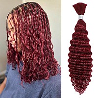 99J Human Braiding Hair 16 Inch Deep Wave Bulk Human Hair For Braiding Brazilian Curly Human Hair Extensions For Boho Braids Wet