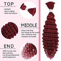 99J Human Braiding Hair 16 Inch Deep Wave Bulk Human Hair For Braiding Brazilian Curly Human Hair Extensions For Boho Braids Wet