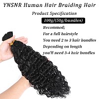 Ynsnr Human Braiding Hair 1 Bundle 50G 18 Inch Water Wave Bulk Human Hair For Braiding No Weft 10A Brazilian Curly Human Hair Ex