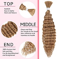 Ynsnr Blonde Human Braiding Hair 20 Inch Deep Wave Bulk Human Hair For Braiding Brazilian Curly Braiding Hair For Boho Braids 1