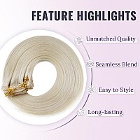 Fshine Clip In Hair Extensions Human Hair 135G 16 Inch Platinum Blonde Clip In Hair Extensions 7Pcs Color 60 Clip In Real Human