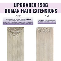 Fshine Clip In Hair Extensions Human Hair 135G 16 Inch Platinum Blonde Clip In Hair Extensions 7Pcs Color 60 Clip In Real Human