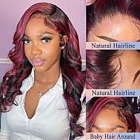 Burgundy Highlight Body Wave Lace Front Wigs Human Hair 13X4 Hd Lace Front Wigs Rose Red Burgundy Body Wave Human Hair Wig Pre P