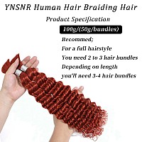 Ynsnr Ginger Human Hair Braiding Hair 22 Inch 350 Deep Wave Braiding Hair Deep Wave Bulk Human Hair 100 10A Brazilian Bariding