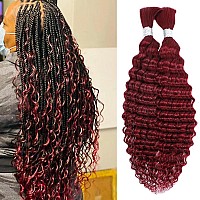 99J Burgundy Deep Wave Bulk Human Braiding Hair 100 Human Hair Unprocessed Brazilian Curly Human Hair For Human Hair Extensions