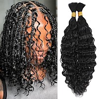 Ynsnr Human Braiding Hair 14 Inch Water Wave Bulk Human Hair For Braiding 100G 2Bundlepack No Weft Human Hair Bundles For Braid