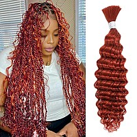 Ginger Human Braiding Hair 1 Bundle 50G 18 Inch Deep Wave Bulk Human Hair For Braiding No Weft 10A Brazilian Curly Human Hair Ex