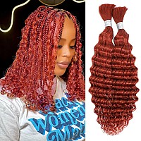 Ynsnr Ginger Human Braiding Hair 14 Inch Deep Wave Bulk Human Hair For Braiding No Weft 10A Brazilian Curly Human Hair Extension