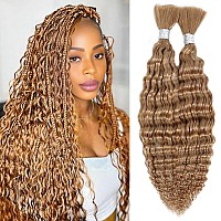 Blonde Deep Wave Bulk Human Braiding Hair 100 Percent Human Hair Unprocessed Brazilian Curly Human Hair For Human Hair Extension