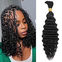 Deep Wave Bulk Human Braiding Hair 14 Inch 100 Human Hair Unprocessed Brazilian Curly Hair For Human Hair Extensions Braids 1 B