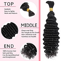 Human Braiding Hair 16 Inch 1 Bundle 50G Deep Wave Bulk Human Hair For Braiding No Weft 10A Brazilian Curly Human Hair Extension