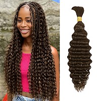 Chocolate Brown Deep Wave Bulk Human Braiding Hair For Boho Braids 100 Human Hair Unprocessed Brazilian Curly Human Hair For Hu