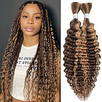 Deep Wave Bulk Human Braiding Hair For Boho Braids Ombre 100 Human Hair Unprocessed Brazilian Curly Human Hair For Human Hair E