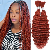 Ginger Deep Wave Bulk Human Braiding Hair 100 Human Hair Unprocessed Brazilian Curly Human Hair For Human Hair Extensions 2 Bra