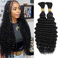 Deep Wave Bulk Human Braiding Hair For Boho Braids 100 Human Hair Unprocessed Brazilian Curly Human Hair For Human Hair Extensi