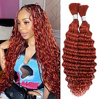 Deep Wave Bulk Human Hair For Braiding Hair 18 Inch 2 Bundle 100G Ginger Human Braiding Hair Unprocessed Brazilian Curly Human H