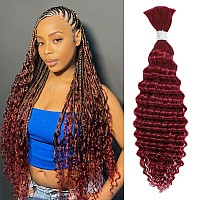 99J Burgundy Deep Wave Bulk Human Braiding Hair For Boho Braids 100 Human Hair Unprocessed Brazilian Hair For Human Hair Extens