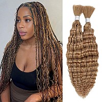 Deep Wave Bulk Human Hair For Braiding Hair 18 Inch 2 Bundle 100G Blonde Human Braiding Hair Unprocessed Brazilian Curly Human H