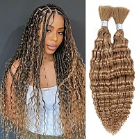 Deep Wave Bulk Human Braiding Hair For Boho Braids Blonde 100 Human Hair Unprocessed Brazilian Curly Human Hair For Human Hair