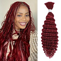 Human Braiding Hair 22 Inch 1 Bundle 50G For Boho Braids Deep Wave Bulk Human Hair For Braiding Brazilian Curly Human Hair Exten