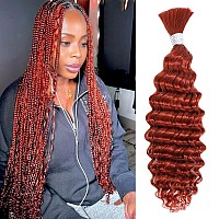 Ginger Human Braiding Hair For Boho Braids 24 Inch 1 Bundle 50G 350 Braiding Hair Deep Wave Braiding Hair Deep Wave Bulk Human H