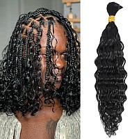 Human Braiding Hair 14 Inch Water Wave Bulk Human Hair For Braiding 50G 1Bundlepack No Weft Human Hair Bundles For Braiding Mic