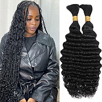 Deep Wave Bulk Human Hair For Braiding Hair 18 Inch 2 Bundle Per Of 1 Pack 100G Human Braiding Hair Unprocessed Brazilian Curly