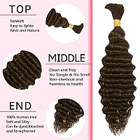 Human Braiding Hair Chocolate Brown 2 Bundle 100G 22 Inch Deep Water Wave Bulk Human Hair For Braiding No Weft 10A Brazilian Cur