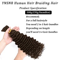 Human Braiding Hair Chocolate Brown 2 Bundle 100G 22 Inch Deep Water Wave Bulk Human Hair For Braiding No Weft 10A Brazilian Cur