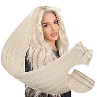 Ugeat Human Hair Extensions Sew In Blonde Hair Extensions Real Human Hair Weft For Women Icy Blonde Hair Extensions Hand Tied We