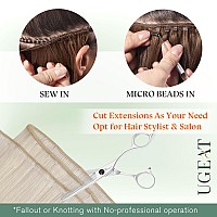 Ugeat Human Hair Extensions Sew In Blonde Hair Extensions Real Human Hair Weft For Women Icy Blonde Hair Extensions Hand Tied We