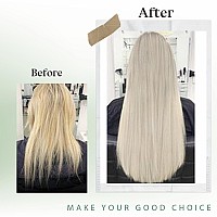 Ugeat Human Hair Extensions Sew In Blonde Hair Extensions Real Human Hair Weft For Women Icy Blonde Hair Extensions Hand Tied We