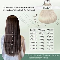 Ugeat Human Hair Extensions Sew In Blonde Hair Extensions Real Human Hair Weft For Women Icy Blonde Hair Extensions Hand Tied We