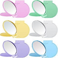 Jetec Mini Folding Mirror Round Compact Mirror Portable Pocket Mirror Makeup Small Mirror Vintage Portable Travel Makeup Mirror