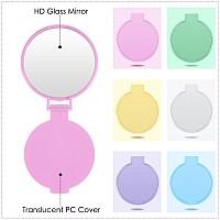 Jetec Mini Folding Mirror Round Compact Mirror Portable Pocket Mirror Makeup Small Mirror Vintage Portable Travel Makeup Mirror