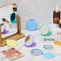 Jetec Mini Folding Mirror Round Compact Mirror Portable Pocket Mirror Makeup Small Mirror Vintage Portable Travel Makeup Mirror