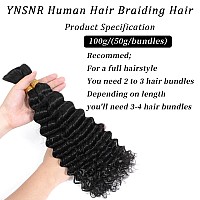 Human Braiding Hair 14 Inch Deep Wave Bulk Human Hair For Braiding No Weft 2 Bundle 100G 10A Brazilian Curly Human Hair Extensio