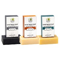 Southern Natural Goat Milk Soap Bar Variety 3 Pack Dead Sea Mud Charcoal Patchouli Eucalyptus Grove For Dry Sensitive Sk