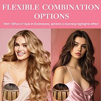 Goo Goo Tape In Hair Extensions Human Hair 18Dt60A Pearl Ash Blonde Highlights 18Inch 25G 10Pcs Thick Ends Straight Seamless