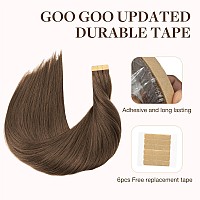 Goo Goo Tape In Hair Extensions Human Hair 5 Light Ash Brown 16Inch 50G 20Pcs Thick Ends Straight Seamless Tape In Invisible