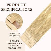 Goo Goo Tape In Hair Extensions Human Hair 18Dt60A Pearl Ash Blonde Highlights 24Inch 30G 10Pcs Thick Ends Straight Seamless